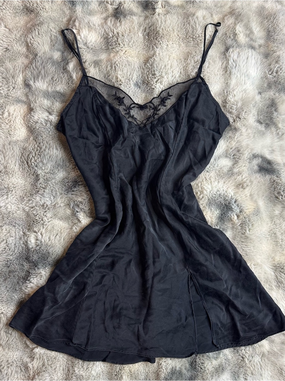 Victoria's Secret Black Lace-Trim Slip Chemise